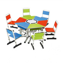 Color class table and chairs Training Lift Hexagonal table hexagonal fine arts class Multi-functional desk coaching