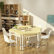 Arc trapezoidal splicing table hexagonal creative meeting room table and chairs Combined psycho-coaching room Training Institution desks