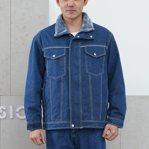 Зимняя утепленная куртка для работы, джинсовый хлопковый пуховик, износостойкое демисезонное термобелье