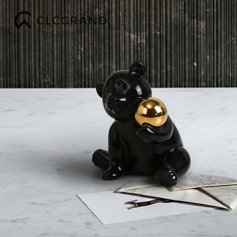 CLC GRAND Bear Play Ball Ornament Creative New Chinese Home Living Room Wine Cabinet Soft Decoration Decoration Light Luxury