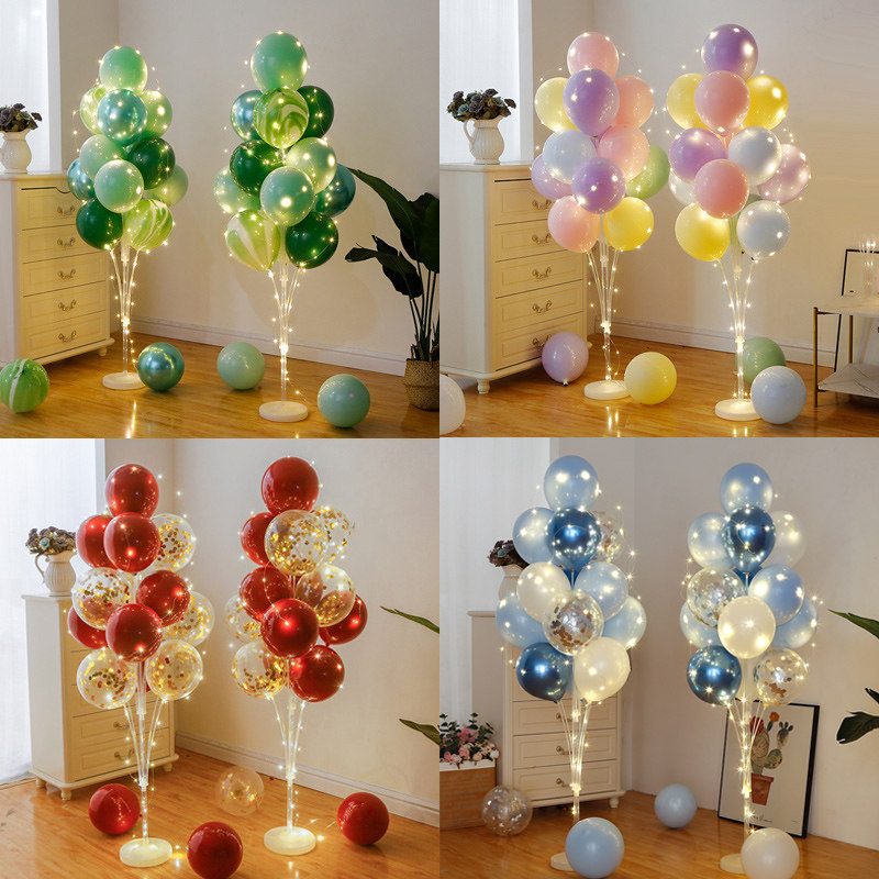 Balloon decoration birthday party scene layout floating opening atmosphere first year anniversary celebration Christmas event column