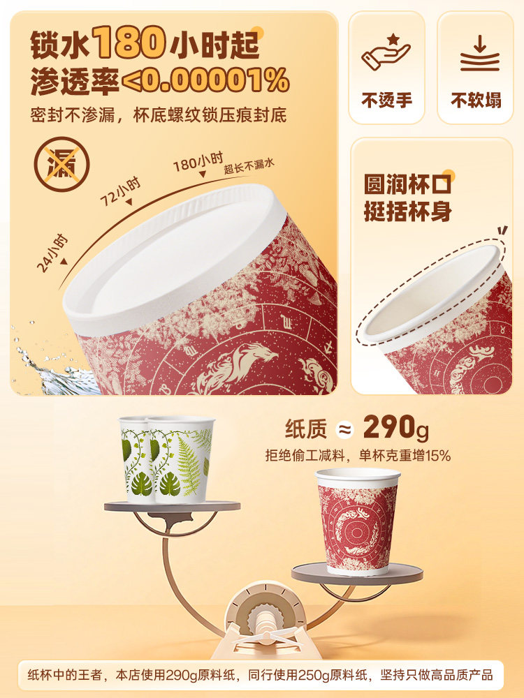 Disposable Paper Cups, Floral Cups, Household Thickened Anti-Scalding High-Temperature Resistant Large Water Cups, Food-Grade Hot Drink Cups for Commercial Use