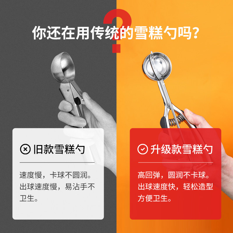 304 Stainless Steel Creative Ice Cream Scoop Ice Cream Ball Scoop Commercial Clip Fruit Scooper Home