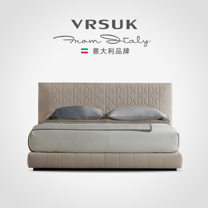 vrsuk design minimalist villa minott minotti leather bedroom Nordic light luxury fabric double bed 1 8 meters