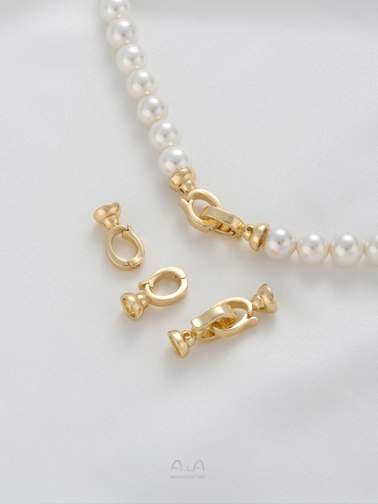 STRONG COLOR 14K GOLD-FILLED DOUBLE-ENDED PEARL BUCKLE HANDMADE DIY BRACELET NECKLACE CONNECTION CLOSING BUCKLE BUCKLE JEWELRY ACCESSORIES