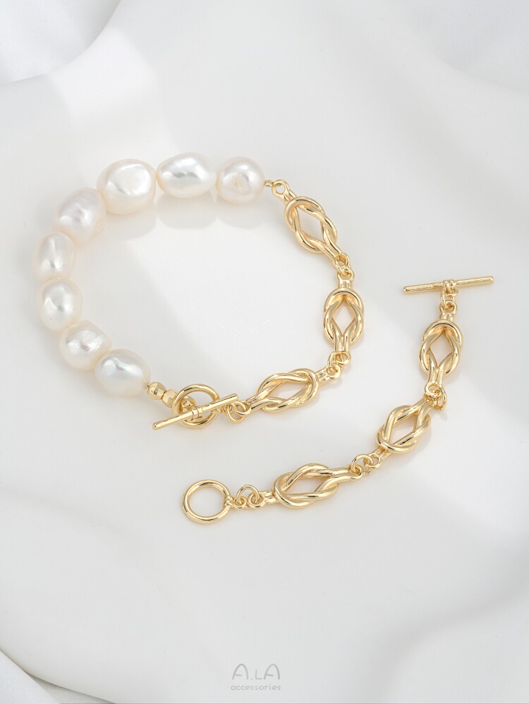 COLOR-RETAINING 14K GOLD-FILLED KNOTTED CHAIN LONG OT BUCKLE DIY HANDMADE PEARL BRACELET NECKLACE ORNAMENT BUCKLE BUCKLE ACCESSORIES