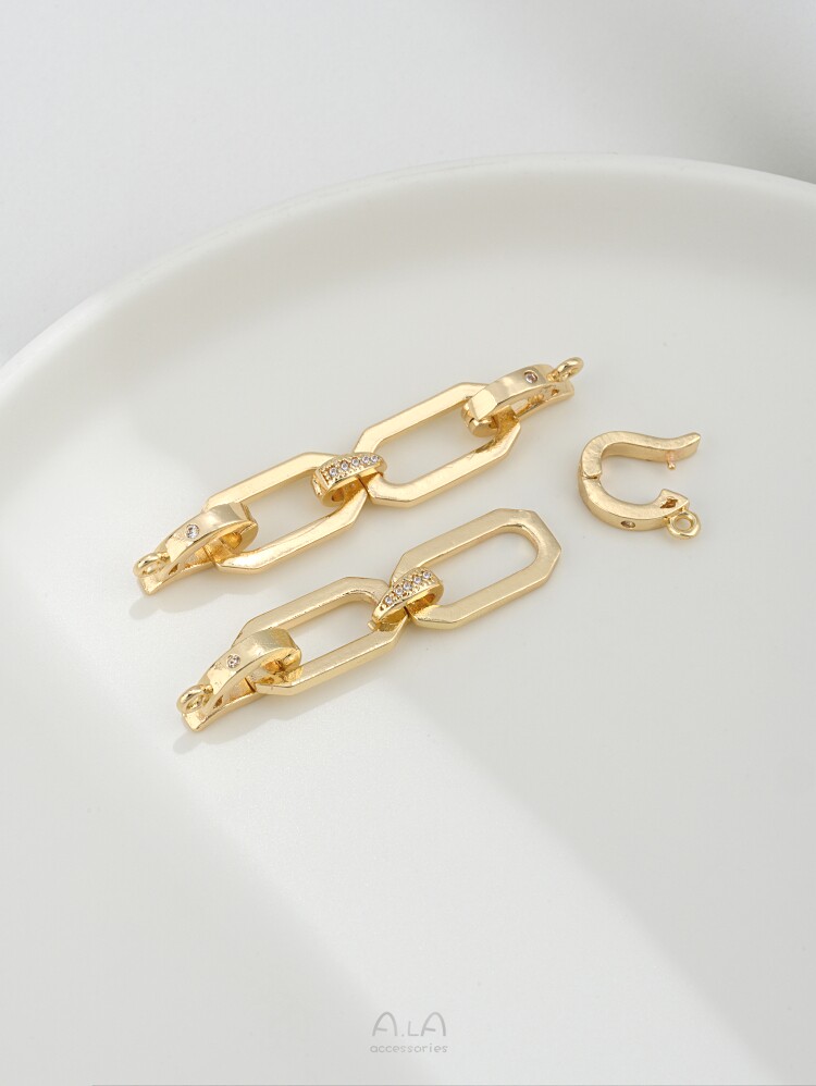 14K GOLD-FILLED STRONG COLOR RETENTION DOUBLE-SECTION CHAIN DOUBLE-ENDED BUCKLE DIY HANDMADE PEARL BUCKLE NECKLACE SWEATER CHAIN CONNECTION BUCKLE ACCESSORIES