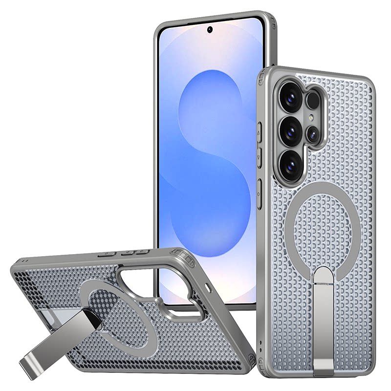 Heat Dissipation Folding Stand Magnetic with Textured Grid Back Samsung Phone Case