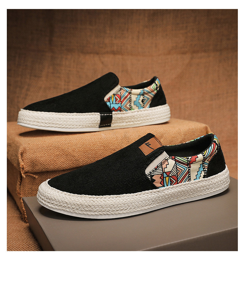 Утепленная обувь 回力帆布男鞋冬季2025新款渔夫亚麻软底休闲开车一脚蹬老北京布鞋 Warrior