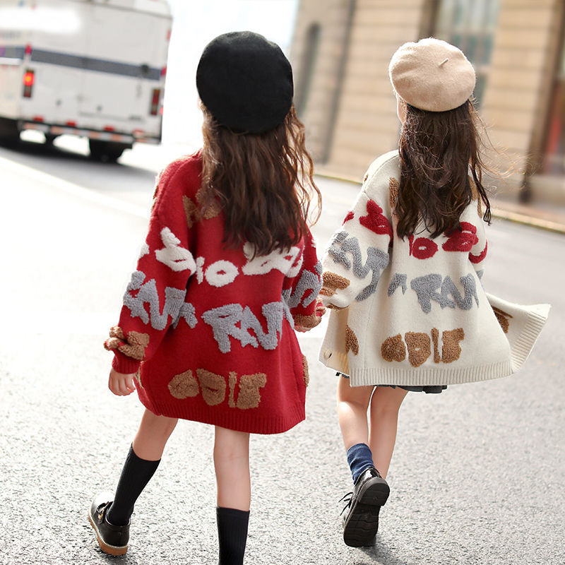 British next sara girls knitted cardigan 2021 new autumn clothing foreign style fashionable big children's sweater coat - Taobao