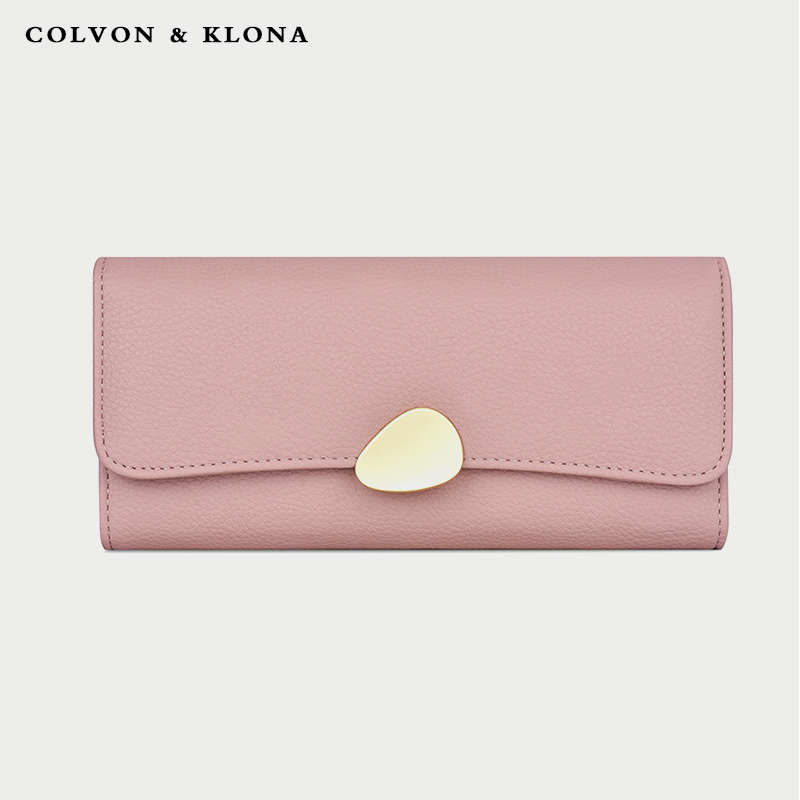 COLVON KLONA leather long wallet female summer 2021 new niche design large capacity hand pocket pocket