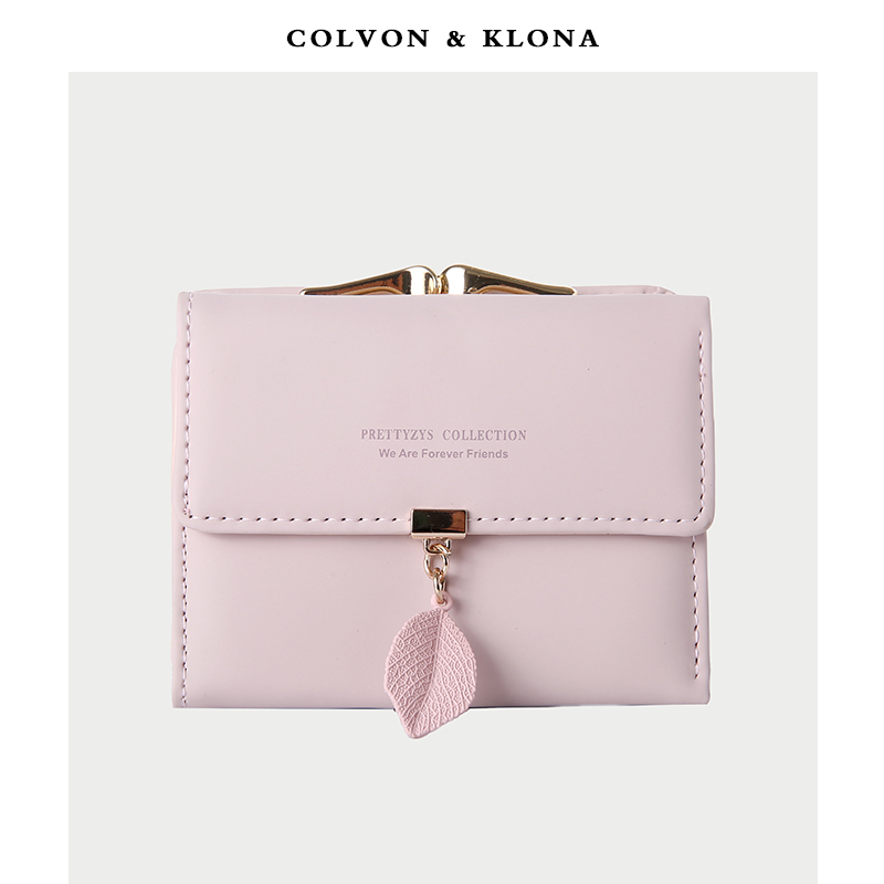 COLVON KLONA fresh wallet women's summer short ladies wallet student cute tri-fold hand holding coin purse female