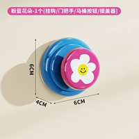 Розово-синие цветы - 1 (крючок/дверная ручка/кнопка унитаза/подъемник крышки/кнопка смыва)