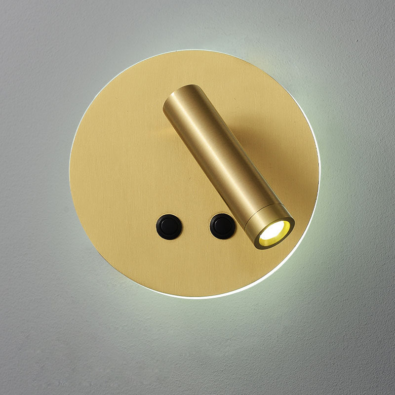 Bedroom Charging Wall Lamp Wireless Living Room Light Aisle Stairs Modern Nordic Round Full Copper Headboard Battery Wall Lamp