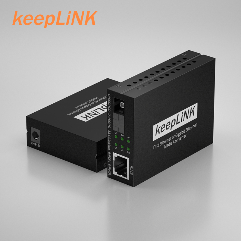 keepLINK fiber optic transceiver Gigabit single-mode single fiber 20KM long-distance transmission 5V multi-optical multi-electrical network switch monitoring optical transceiver photoelectric converter receiver transmitter