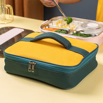 Primary school students flat lunch box handbag student lunch box hand carrying hand canvas children lunchbox with insulation bag