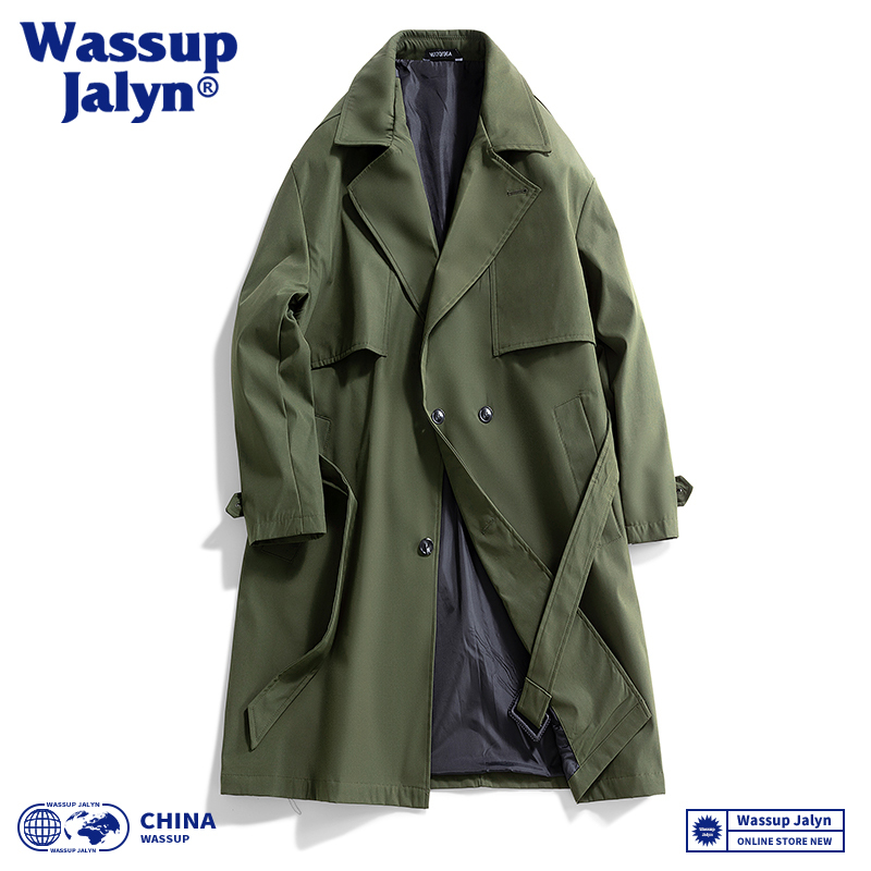 Wassup Jalyn Mature Style Mid-Length Jacket Retro British Trench Coat Men's Spring and Autumn High-End Over-The-Knee Coat