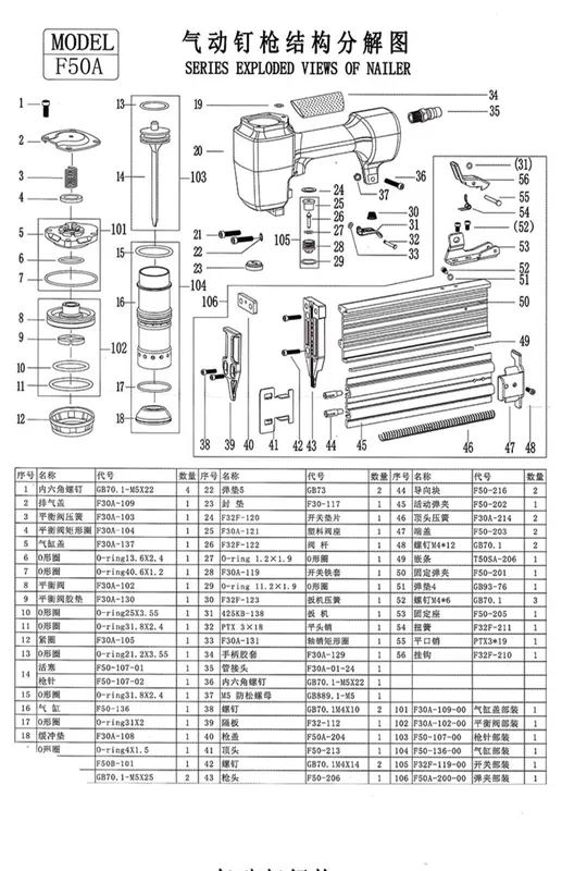 Đóng đinh F50 súng bắn đinh thẳng f50 súng bắn đinh không khí chế biến gỗ trang trí súng bắn đinh không hàng súng bắn đinh F40F35F30F25F20 súng bắn tán rút súng bắn đinh jok