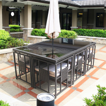 Modern Chinese Casual Rattan Chair Five Pieces Sunscreen Outdoor Balcony Garden Patio Outdoor Table And Chairs Combined Rattan