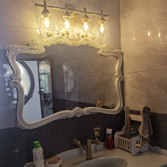 French-Style Retro Mirror Front Lamp with Water-Pattern Glass Cover, Vintage Wall Lamp for Guesthouse Model Rooms, Creative and Unique Corridor Wall Lamp