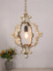 French-Style Pastoral Gold-Painted Vintage Single-Head Small Pendant Lamp, Antique Rural Entrance Corridor Aisle Gilded Folk Village Lighting Fixture
