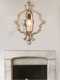 French-Style Pastoral Gold-Painted Vintage Single-Head Small Pendant Lamp, Antique Rural Entrance Corridor Aisle Gilded Folk Village Lighting Fixture