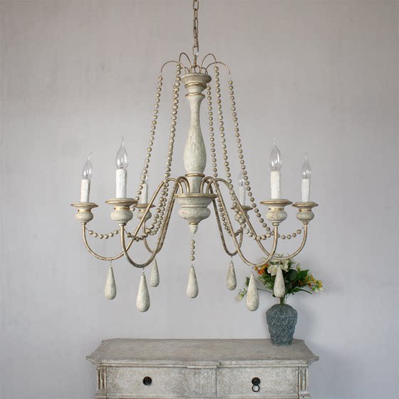 French-Style Vintage Chandelier for Living Room and Dining Room, Country-Style Candle American Pastoral Solid Wood Lighting Fixture, Bedroom Main Light, Villa