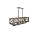 American Country-Style Chandelier for Restaurants, Vintage Candle-Style, Solid Wood, Distressed, for Bars, Cafes, and Guesthouses, Rectangular Lighting Fixture