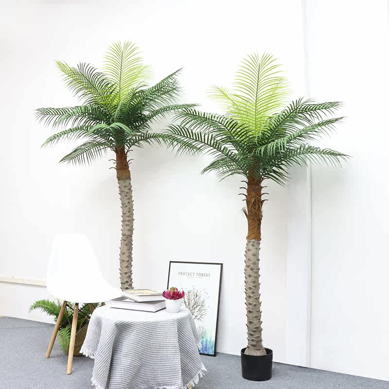 Large indoor and outdoor simulation plant decoration View Fake Coconut Tree Tropical Green Plant Swing Piece Fake Tree Floor Potted Plant