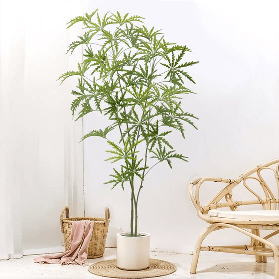 High-End Artificial Green Plant Peacock Tree Indoor Decoration Bionic Plant Fake Tree Living Room Ornament Fake Flower Tree Floor-Standing Potted Plant