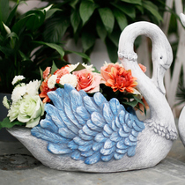 Swan Lovers Flowerpots Balcony Decorated Patio Placement Outdoor Creative Personality Indoor Cartoon Cute Animal Pendulum