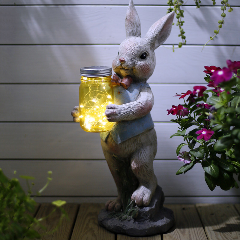 Animal solar light garden decoration garden rabbit decoration balcony layout net red outdoor terrace sculpture creativity