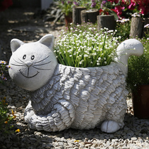 Cartoon Machine Cat Cute Animal Flower Pots Large Courtyard Garden Outdoor Cement Basin Balcony Decoration Arrangement Art