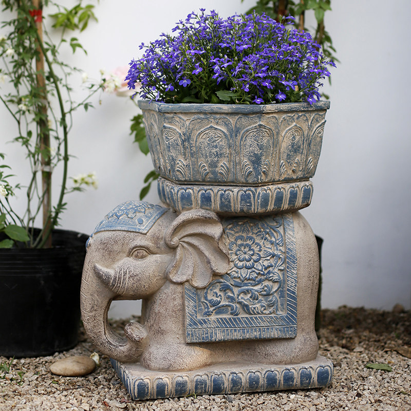 Elephant animal stone pier flower pot Chinese-style courtyard home garden decoration terrace balcony decoration homestay decoration decoration