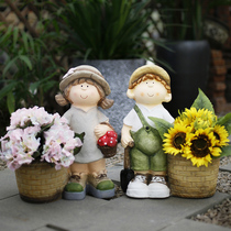 Cartoon Lovers Flower Pots Eu Style Creative Personality Garden Decoration Outdoor Patio Balcony Placement Park Cute Pendulum