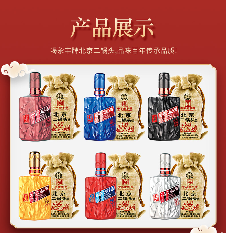 中华老字号 永丰牌 北京二锅头 42度清香型白酒 六六大顺礼盒 500ml*6瓶 图7