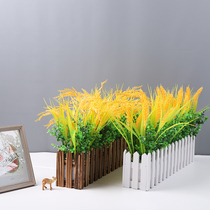 Simulation of wheat ears rice ears fake flowers and plants plastic bouquet fence silk flower art set accessories living room home furnishings