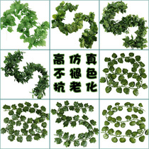 Simulation rattan green leaf green plant hanging balcony top decoration air conditioning pipe water pipe plastic vine winding flower Vine