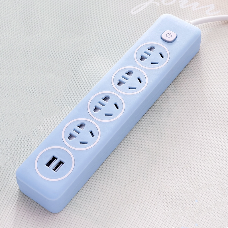 Single row wiring board lengthened with USB household plug-in security door plug new national standard blue socket panel porous hole