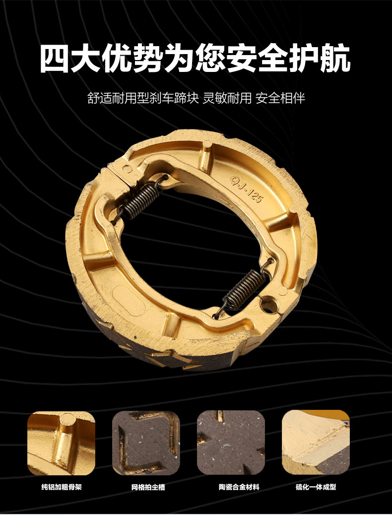 Qianjiang motorcycle Wolong QJ125-28 QJ150-28 front and rear brake pads thickened drum brake shoe accessories