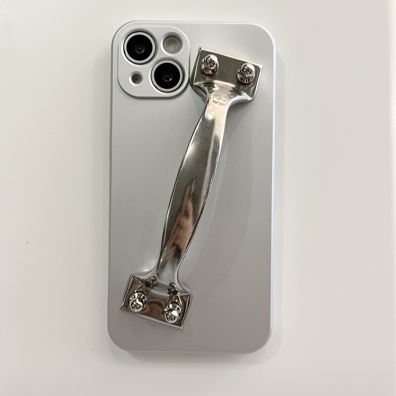 Door Handle Phone Case for iPhone 13 with Handle on the Back, iPhone 12 Pro Max Stainless Steel 11Pro Quirky X Door Handle Xr Wrist Electroplating 7P Funny Prank 8Plus Funny Case I