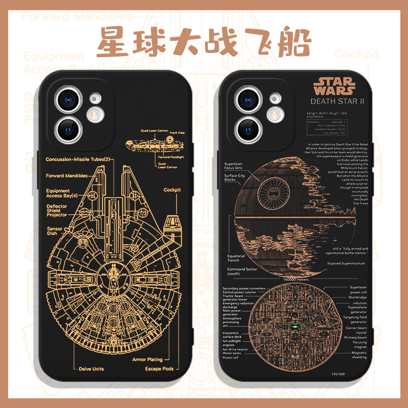 Star Wars Spaceship Phone Case for Apple 16, Huawei Mate 40, Millennium Falcon, Death Star, Xiaomi 15, Oppo Trendy Brand, Vivo Movie Merchandise, Suitable for 60