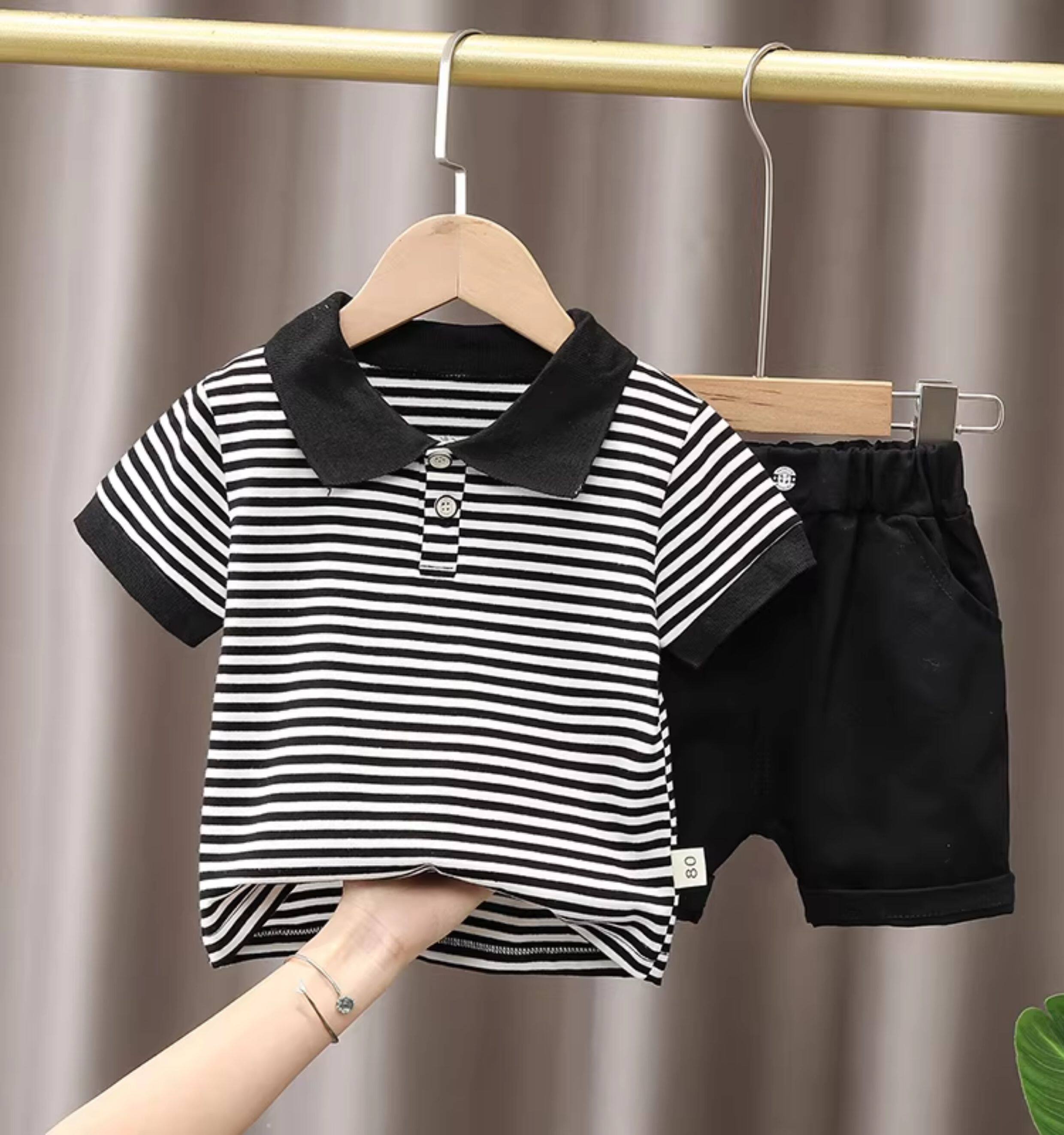 Boys Summer Short Sleeve Polo Outfit Set - Trendy Korean Style Kids Clothing O1CN01TKa98o2HiKb2m15Ji !!2208083549184