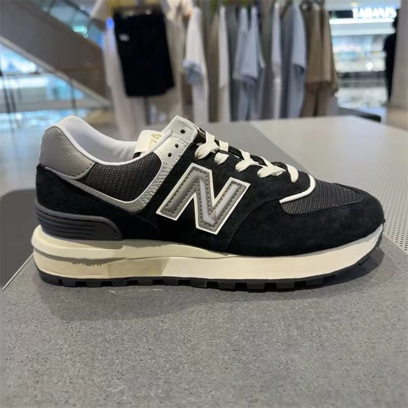 Summer Breathable 574 Official Authentic Men's Shoes Black Height-Increasing Thick-Soled Retro Couple Casual Running Sneakers