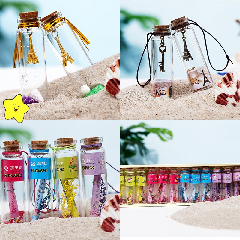 Birthday gift girl twelve constellations glass wishing bottle set Glass craft cork note drift bottle couple