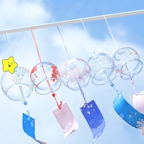 Japanese Japanese glass cherry blossom wind chime creative ancient style bedroom cute hanging decoration door decoration girls bell pendant jewelry