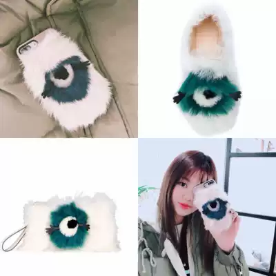 EVENSHOW green elf xsmax Mobile phone protective case iPhone 11 pro protective case 7 8 fluffy eyes