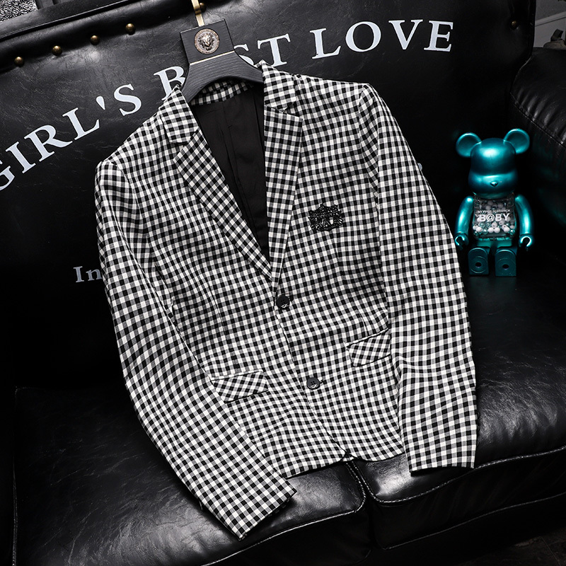 [Flash Sale] Houndstooth Suit 2023 Autumn/Winter New Fashion Trendy Plus Size Men's Single Suit Casual Jacket