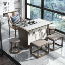New Chinese tea table Zen solid wood modern minimalist office tea table and chair combination tea table rock board Kung Fu tea table