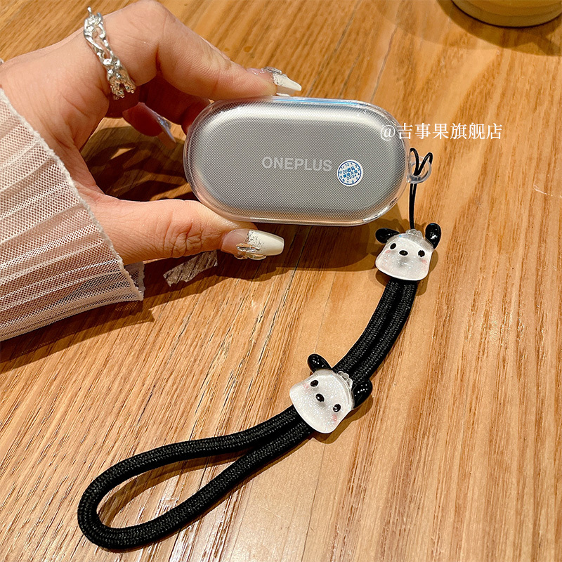 Suitable for Oneplus Buds Ace Protective Case, Transparent Ice Crystal, Oneplus Buds N/V All-Inclusive Case, Oneplus Wireless Bluetooth Earphones Budsn Protective Case, Anti-Loss Lanyard